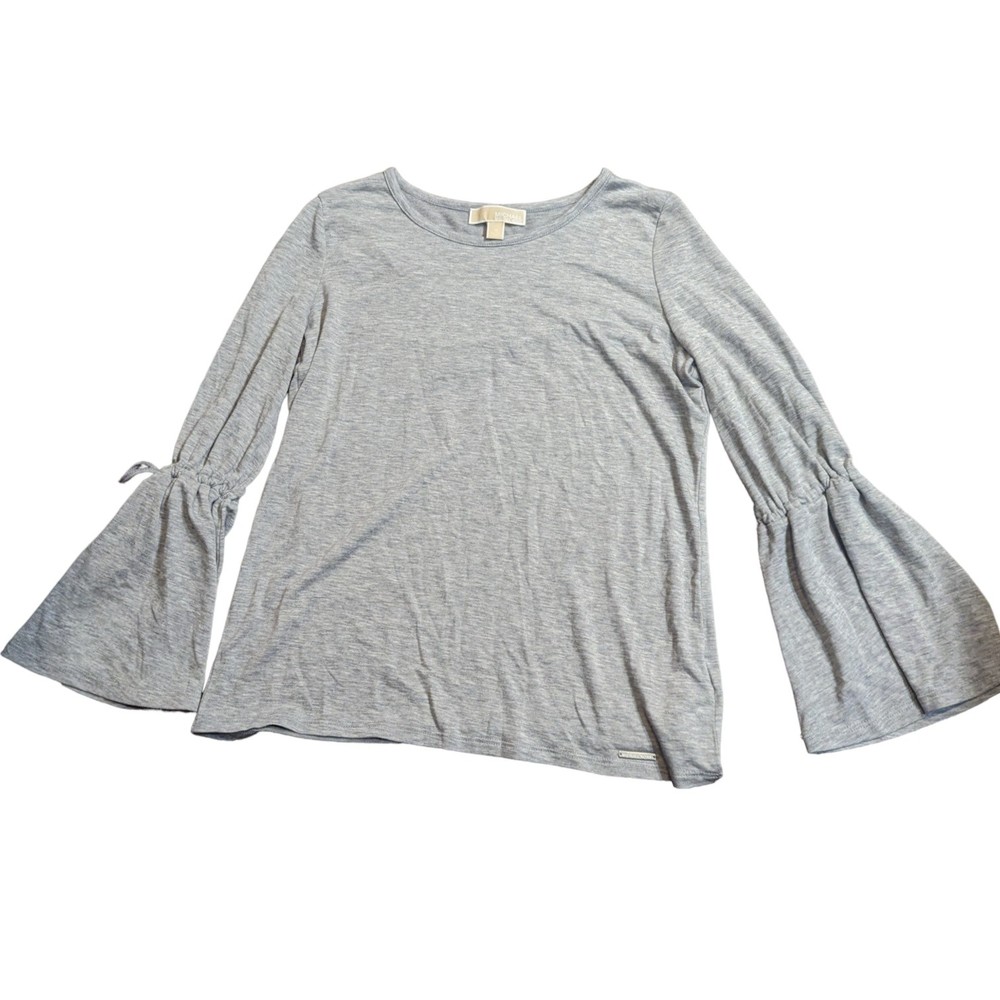 Michael Kors Long Sleeve Bell Sleeve Top Blouse Gray Women's Medium